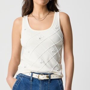 NWT J. Crew factory Embellished tank top in ivory size Medium